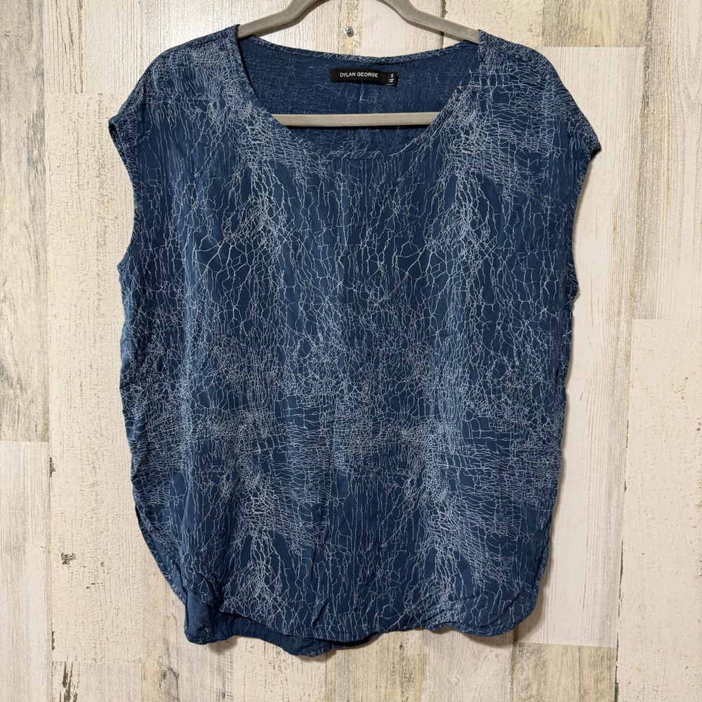 Elegant Blue Cap Sleeve Blouse